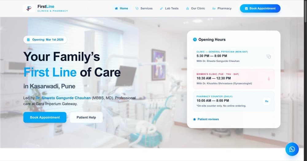 FirstLine Clinics — website built by Omniaiverse
